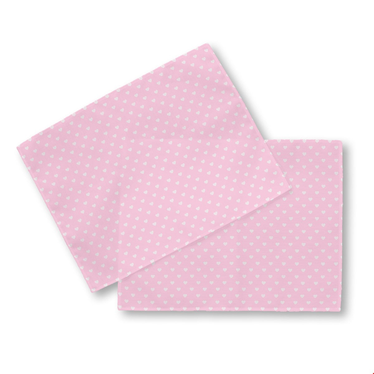 Balloon Dog Pastels (2) placemat set of 4, 18 x 14 in, pink and off white hearts print