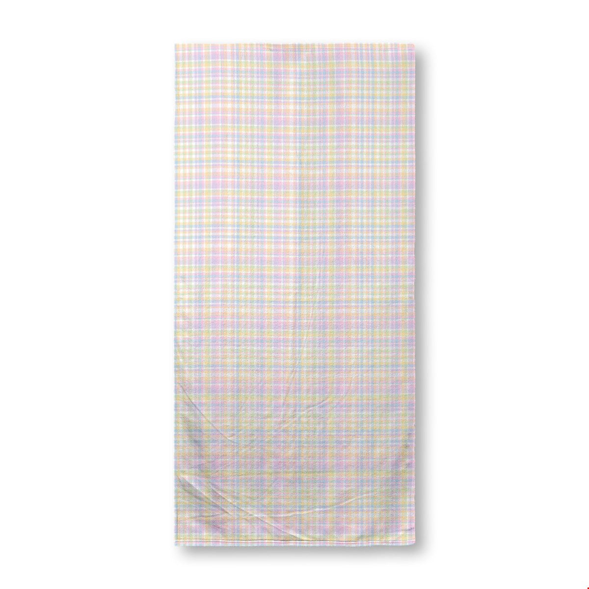 Balloon Dog Pastels 1 beach towel, 30 x 60 in, pink and blue geometric print