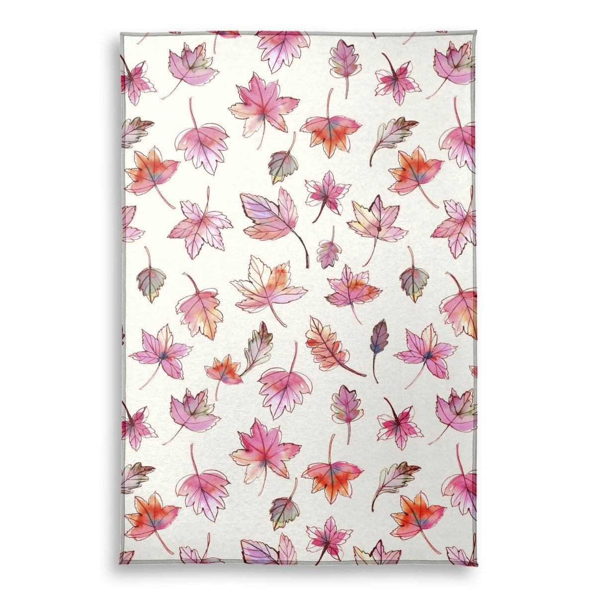 Leaves of Color (1) area rug, 30 x 45 in, off white and pink fall print