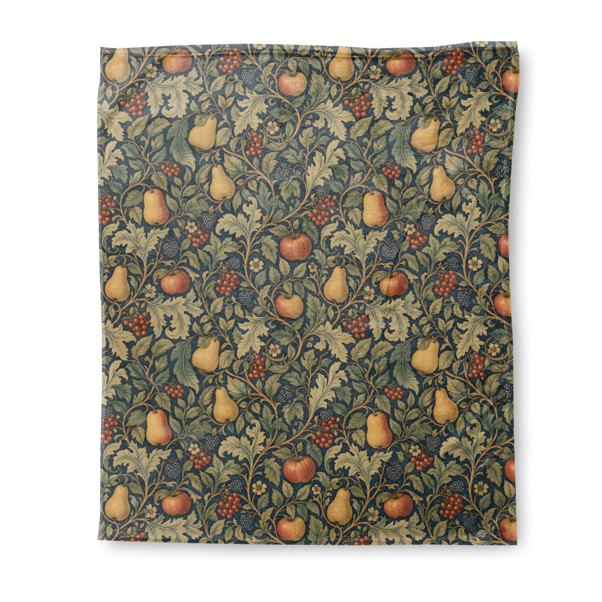 Morris Botanical Harvest super plush blanket, 50 x 60 in, green and yellow botanical print