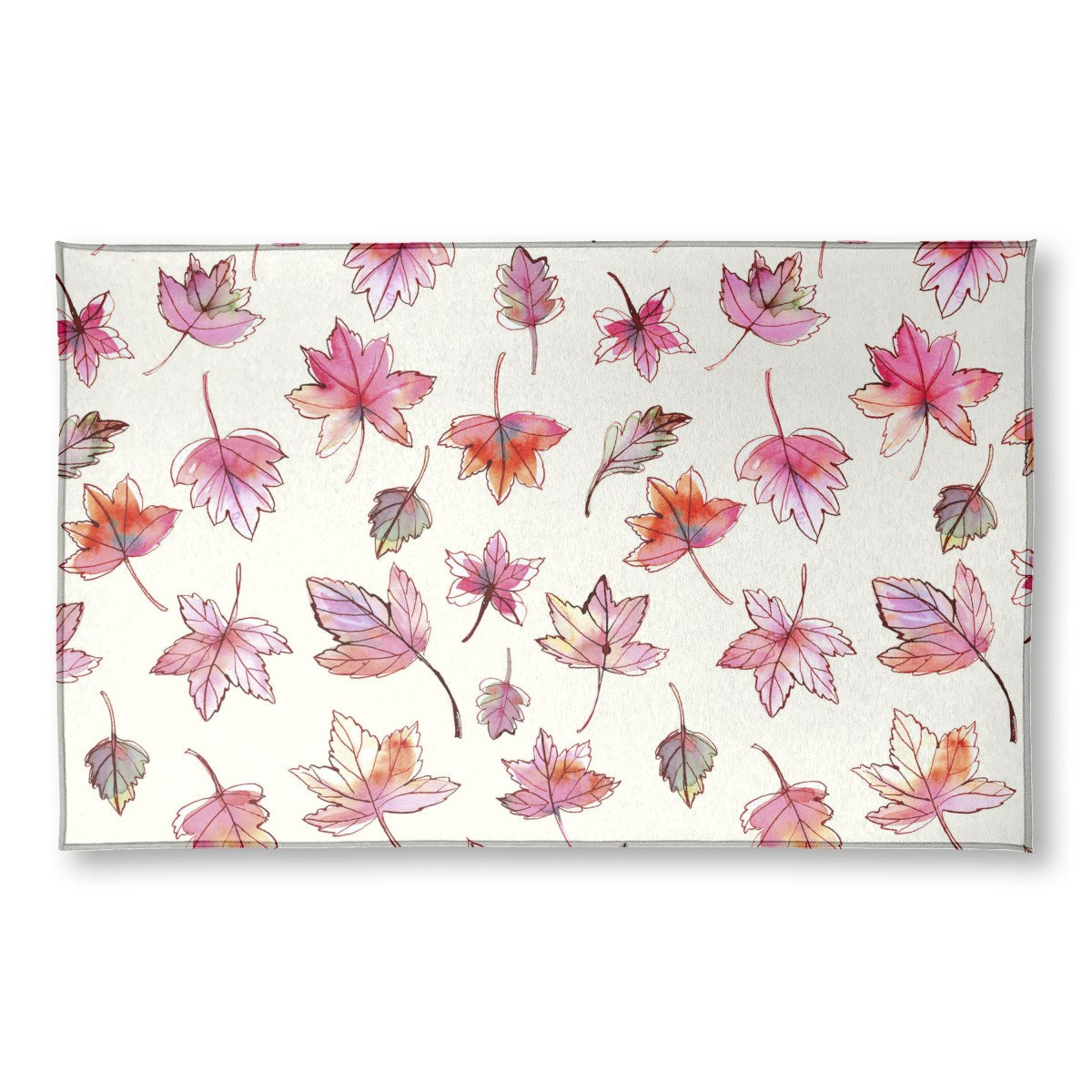 Leaves of Color (1) area rug, 20 x 32 in, off white and pink fall print
