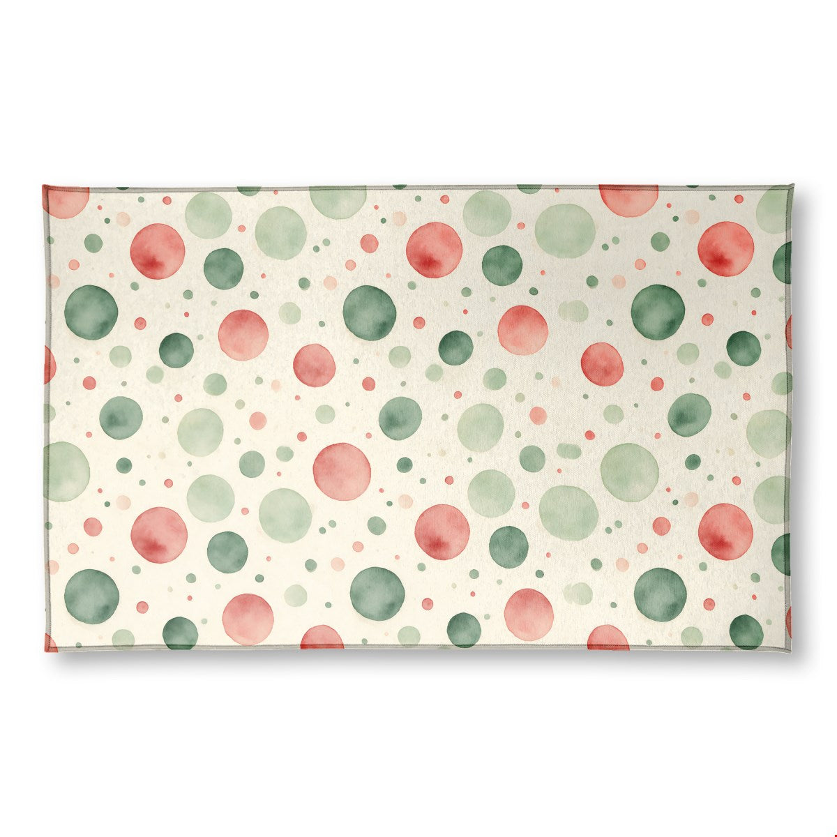 Watercolor Christmas (1) area rug, 20 x 32 in, green and red christmas print