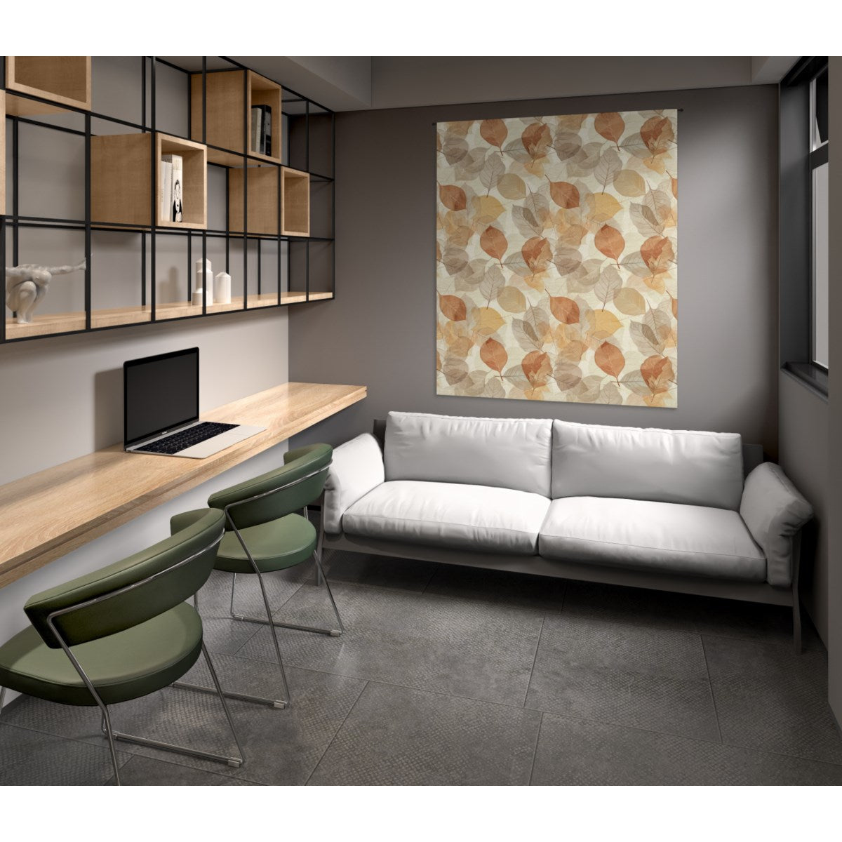 Autumn Neutrals (1) wall tapestry, 50 x 60 in, gray and brown fall print
