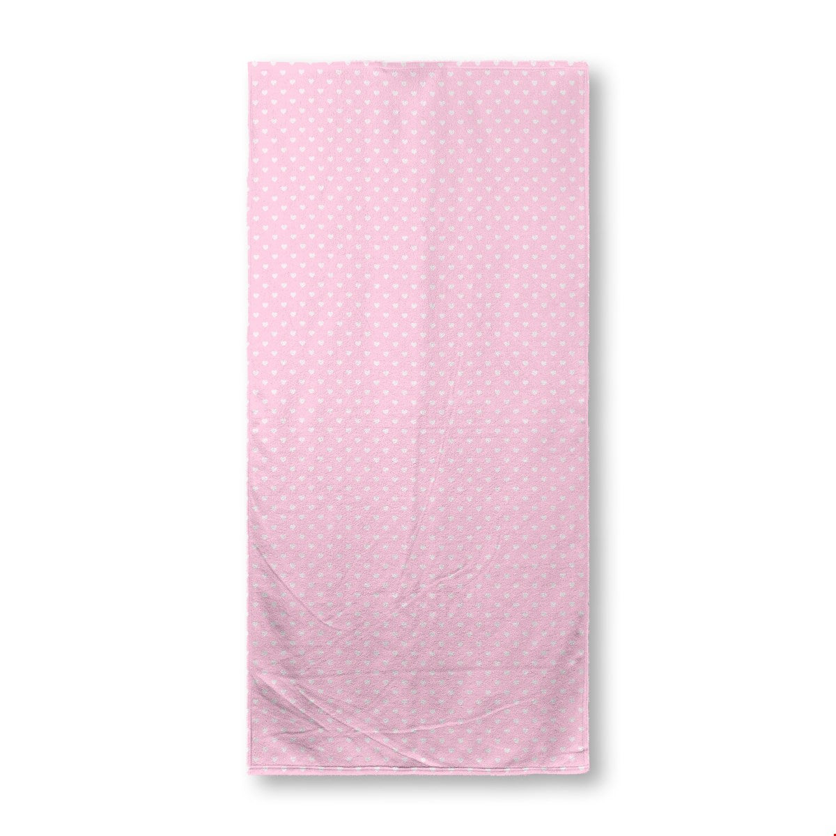 Balloon Dog Pastels (2) beach towel, 30 x 60 in, pink and off white hearts print