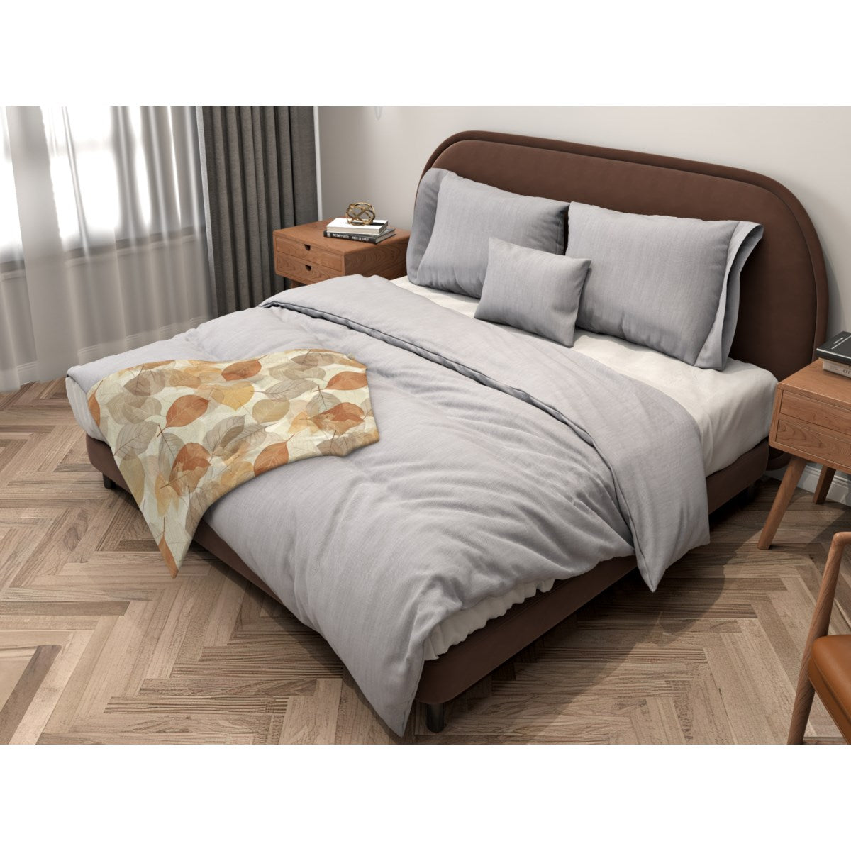Autumn Neutrals (1) fleece blanket, 30 x 40 in, gray and brown fall print