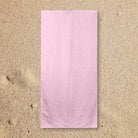 Balloon Dog Pastels (2) beach towel, 30 x 60 in, pink and off white hearts print