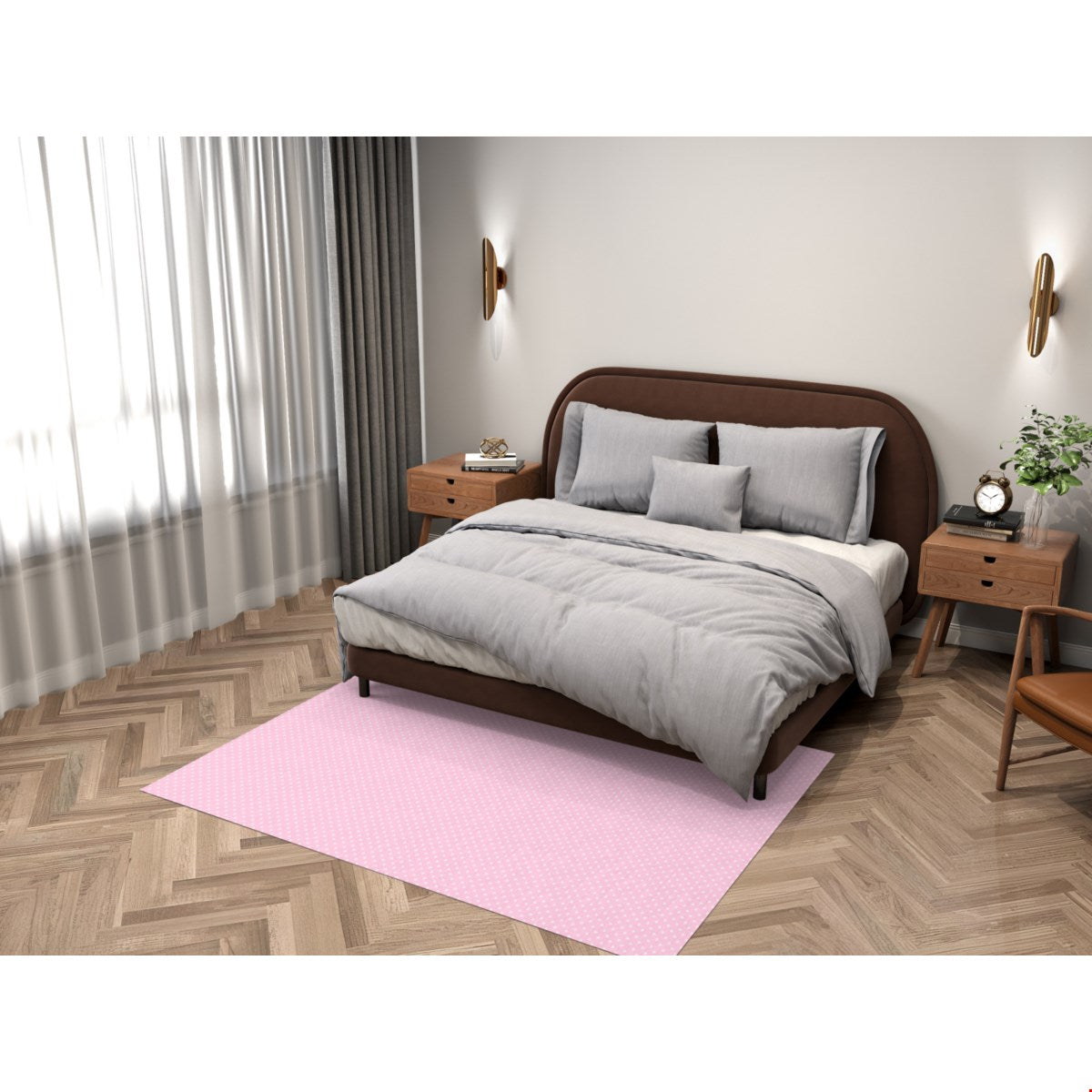 Balloon Dog Pastels (2) area rug, 63 x 84 in, pink and off white hearts print