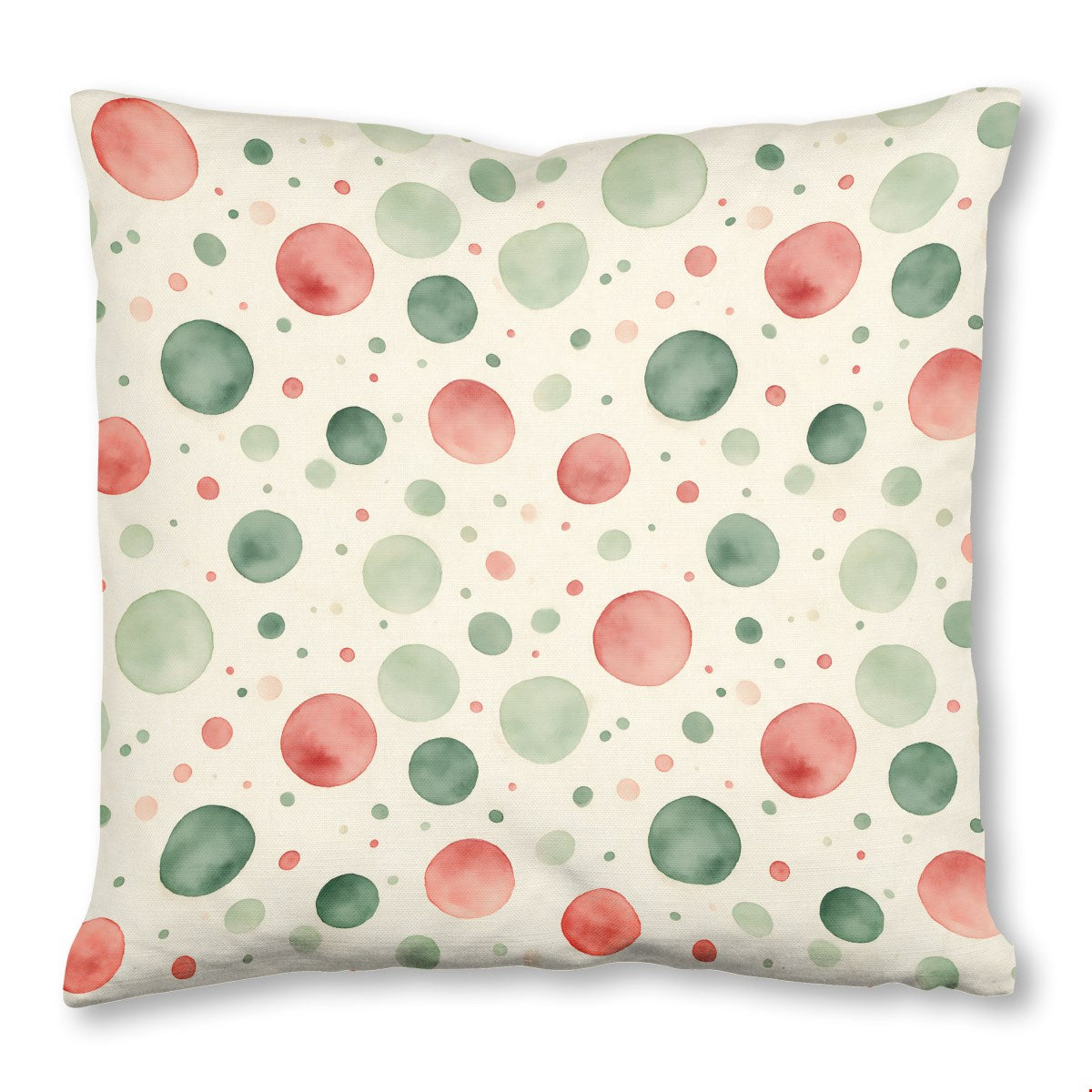 Watercolor Christmas (1) throw pillow, 18 x 18 in, green and red christmas print