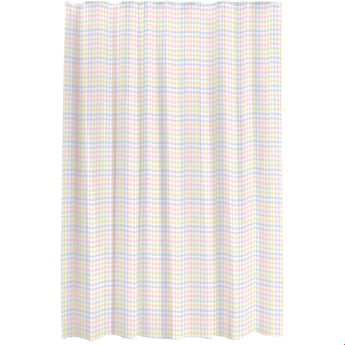 Balloon Dog Pastels (3) shower curtain, 71 x 74 in, blue and pink geometric print