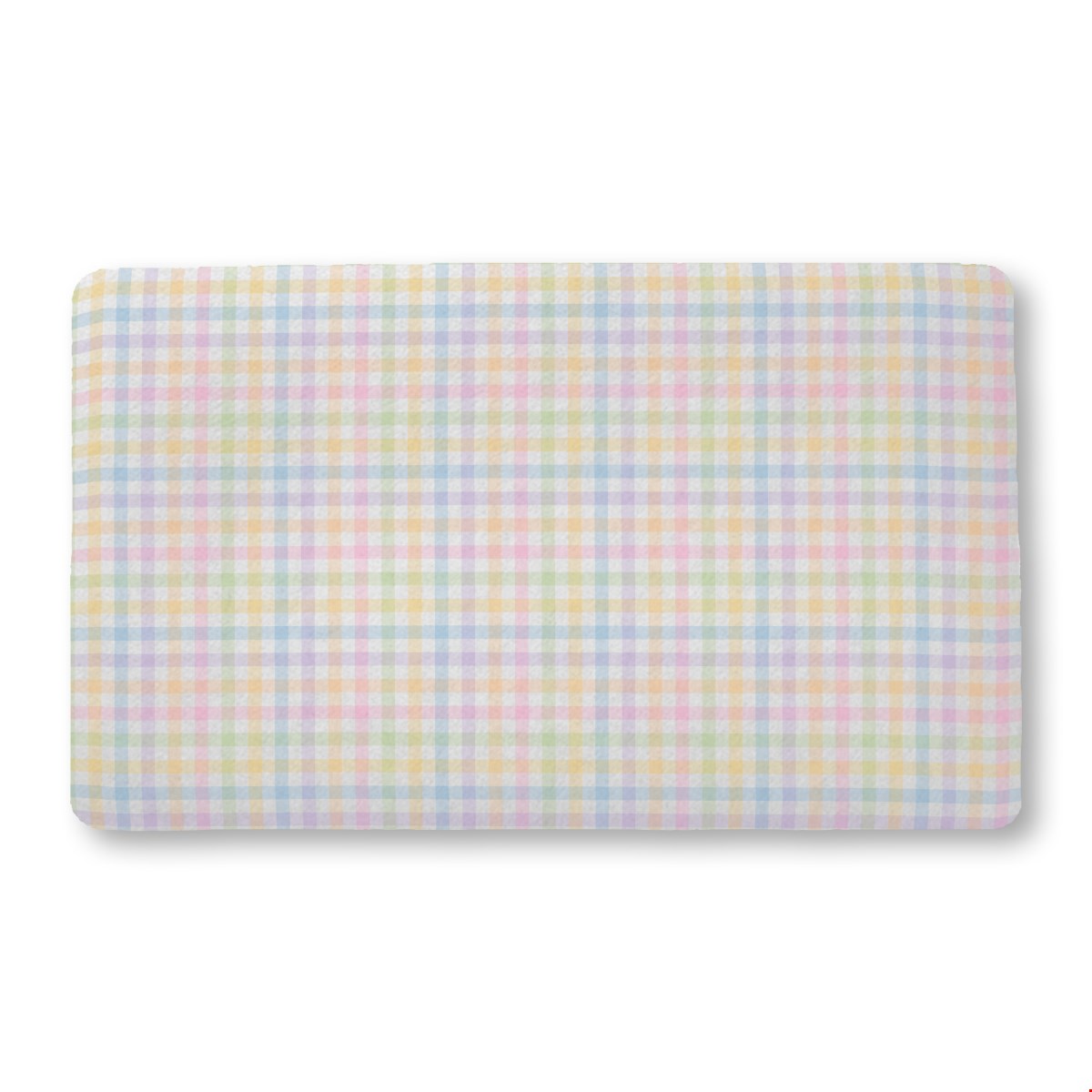 Balloon Dog Pastels (3) bath mat, 18 x 30 in, blue and pink geometric print