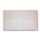 Balloon Dog Pastels (3) bath mat, 18 x 30 in, blue and pink geometric print