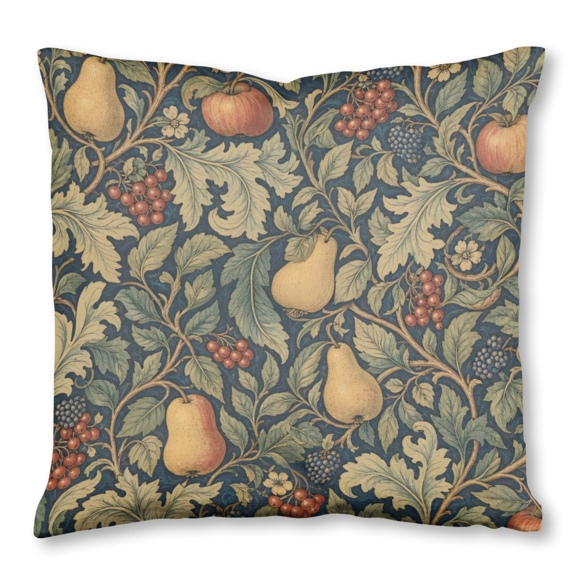 Morris Botanical Harvest throw pillow, 18 x 18 in, green and yellow botanical print