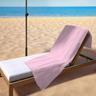 Balloon Dog Pastels (2) beach towel, 30 x 60 in, pink and off white hearts print