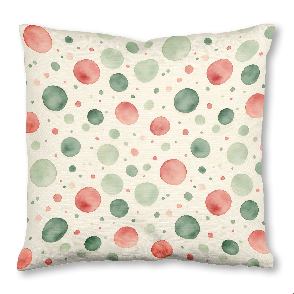 Watercolor Christmas (1) throw pillow, 16 x 16 in, green and red christmas print