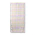 Balloon Dog Pastels 1 beach towel, 30 x 60 in, pink and blue geometric print
