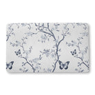 Butterfly Toile (1) bath mat, 18 x 30 in, white and black botanical print