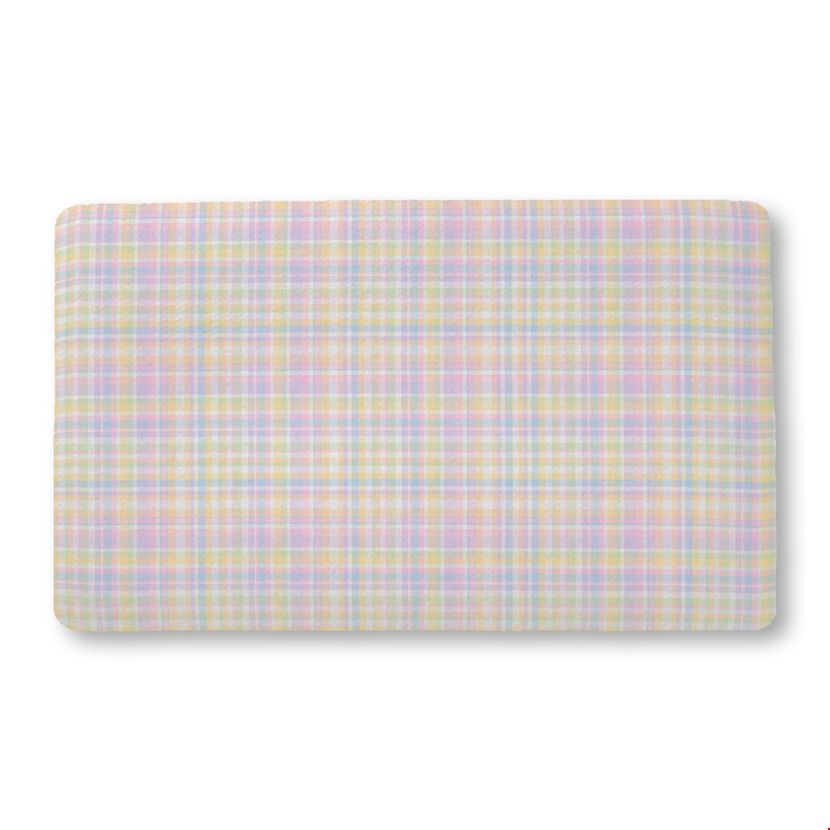 Balloon Dog Pastels 1 bath mat, 18 x 30 in, pink and blue geometric print