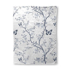 Butterfly Toile (1) fleece blanket, 30 x 40 in, white and black botanical print