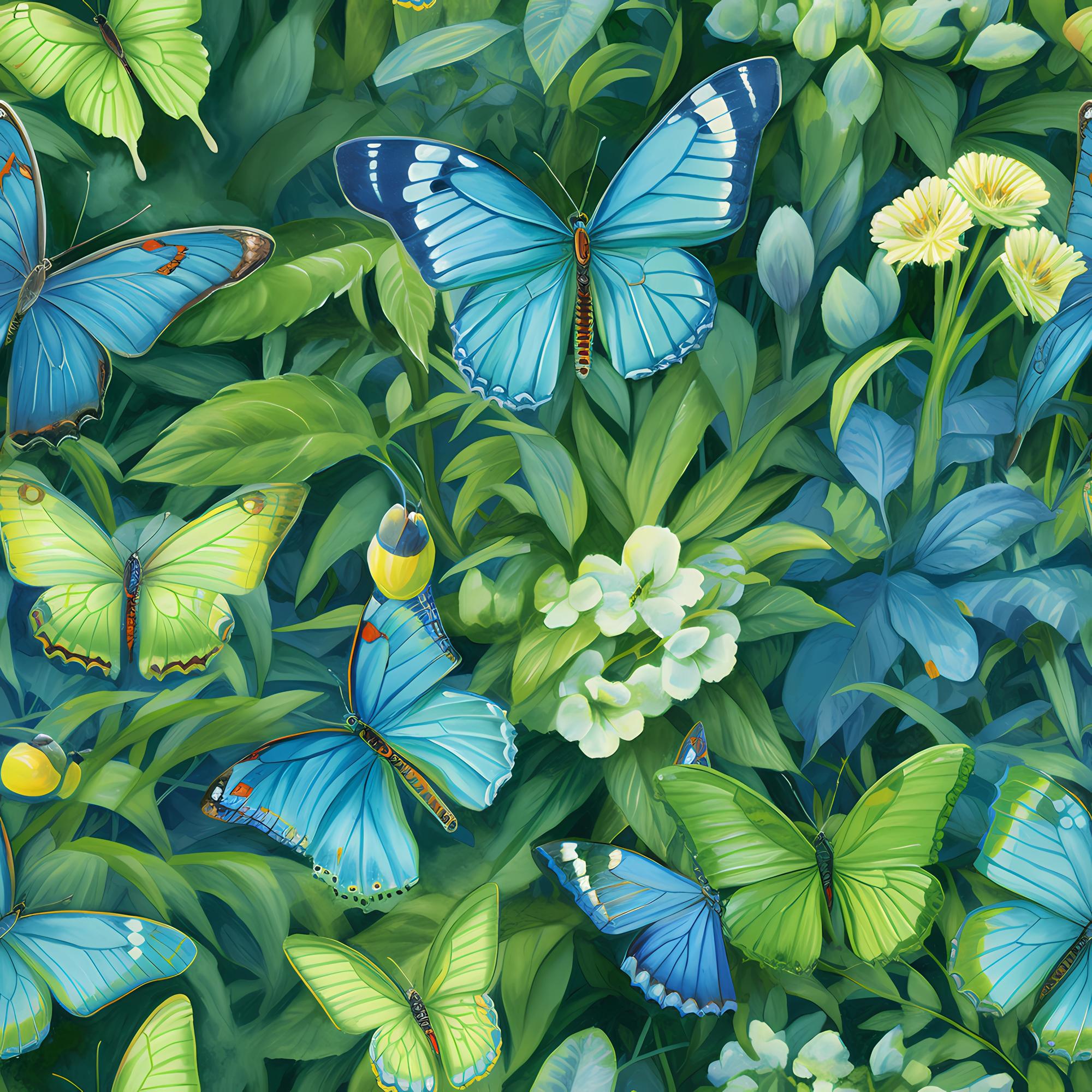 Blue Green Butterfly - Sherpa Blanket 60x80