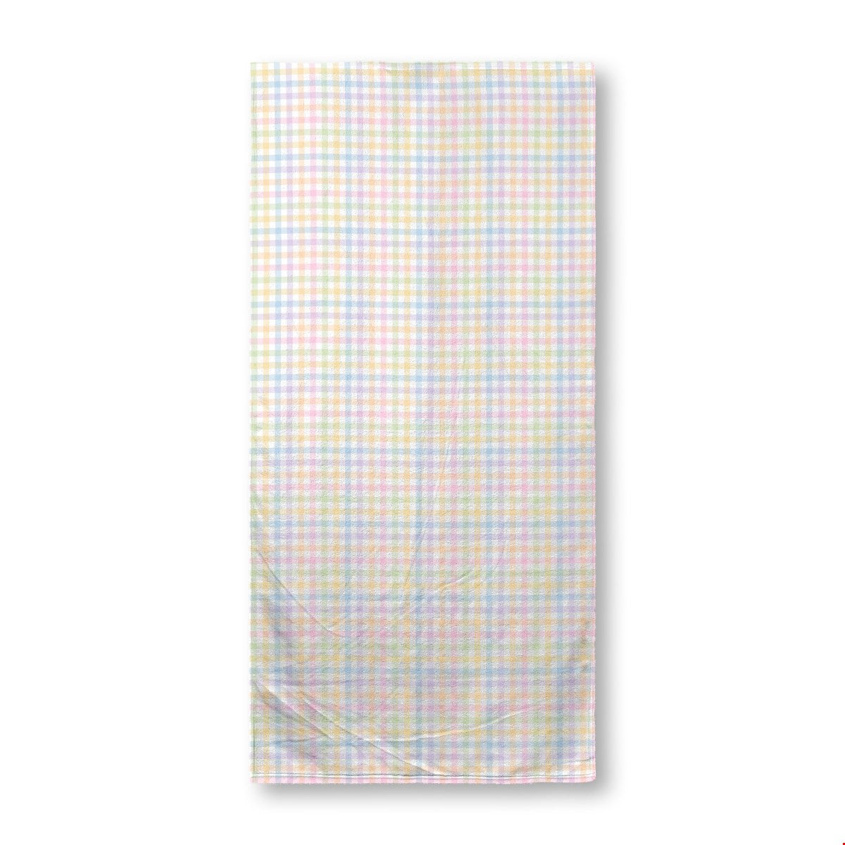 Balloon Dog Pastels (3) beach towel, 30 x 60 in, blue and pink geometric print