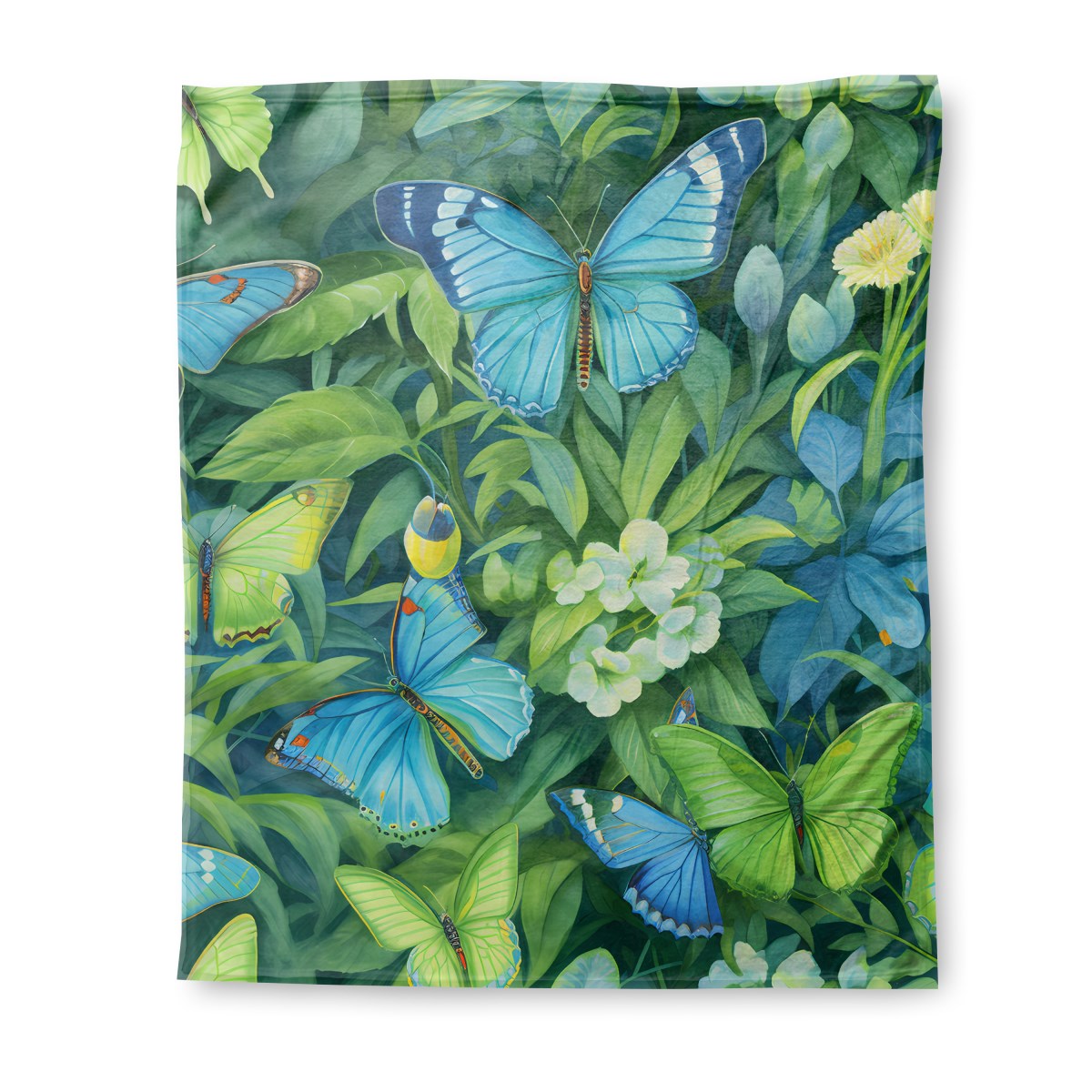 Blue Green Butterfly - Sherpa Blanket 50x60