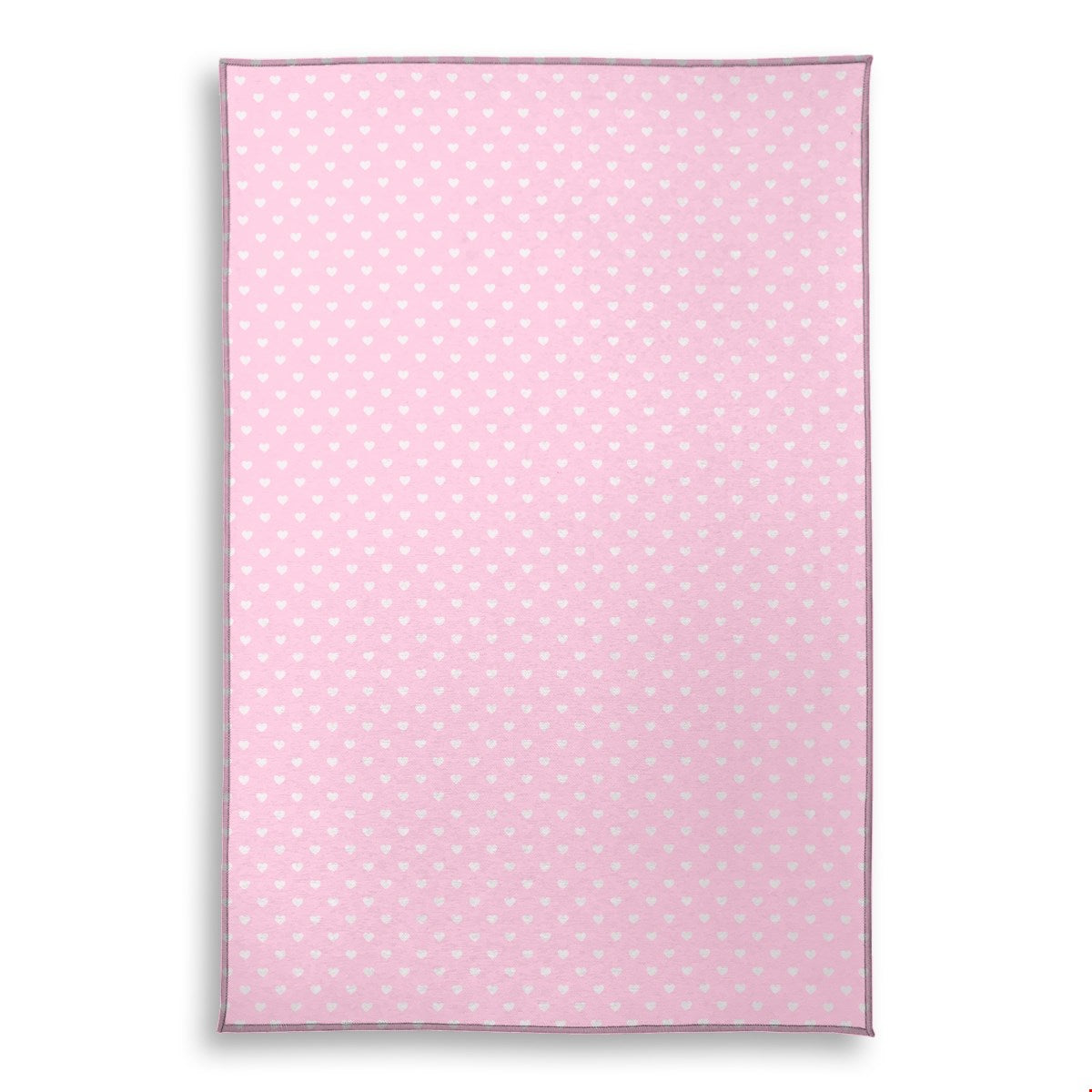 Balloon Dog Pastels (2) area rug, 30 x 45 in, pink and off white hearts print