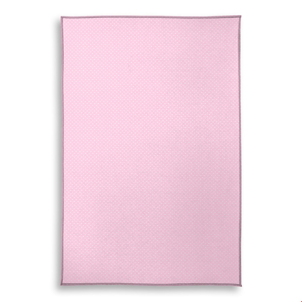 Balloon Dog Pastels (2) area rug, 79 x 118 in, pink and off white hearts print