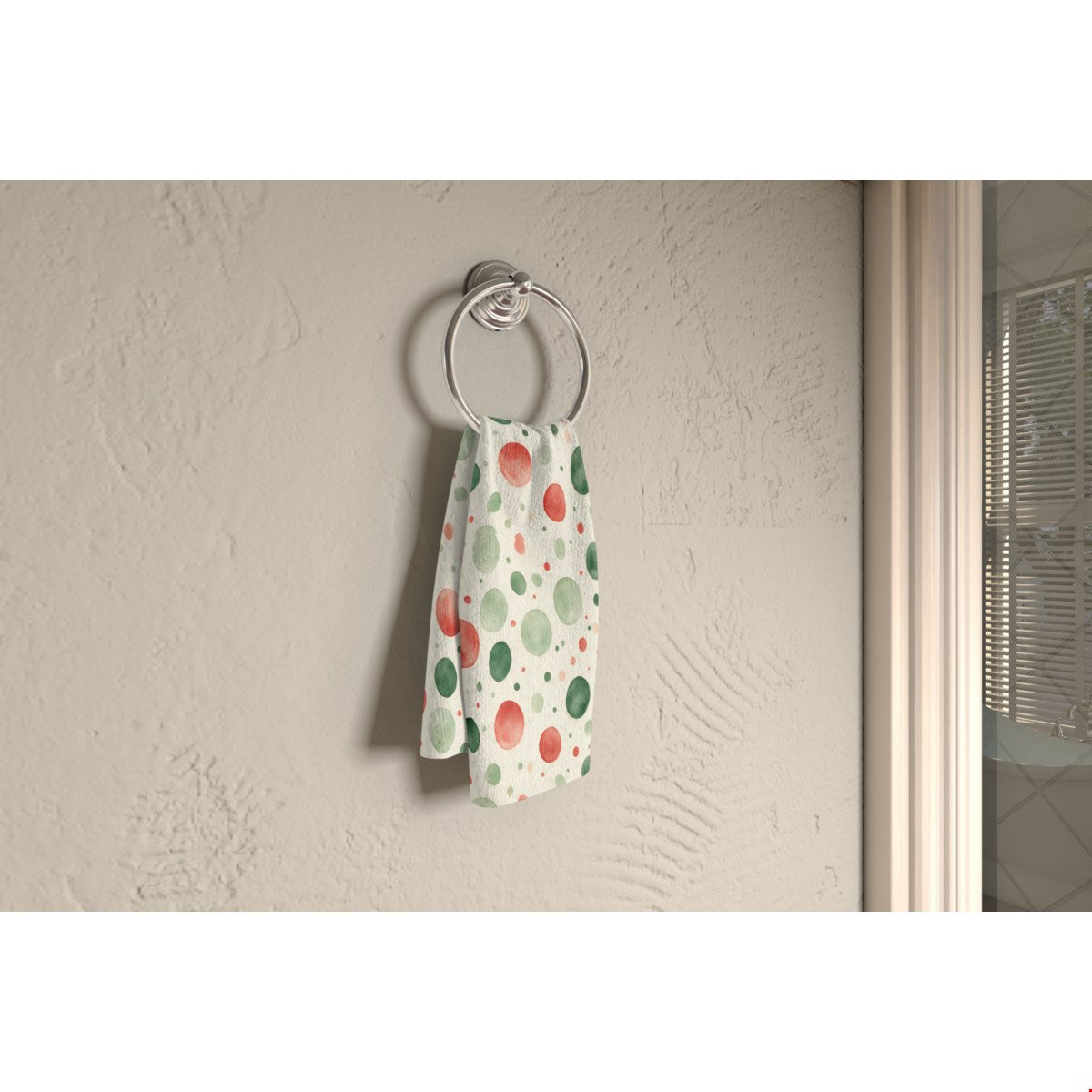 Watercolor Christmas (1) towel, 16 x 25 in, green and red christmas print
