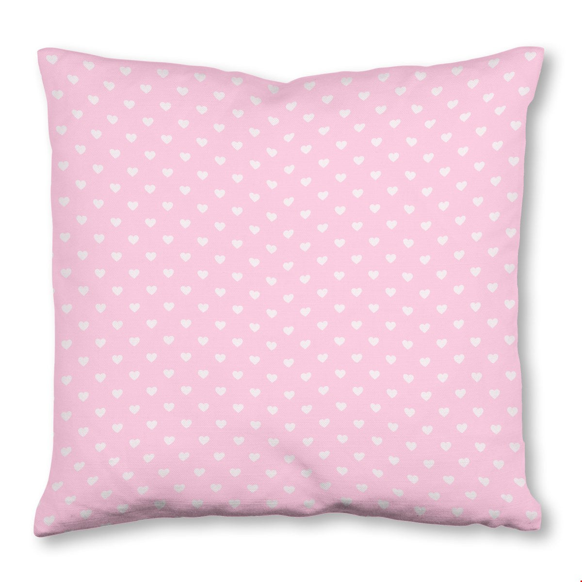 Balloon Dog Pastels (2) throw pillow, 20 x 20 in, pink and off white hearts print