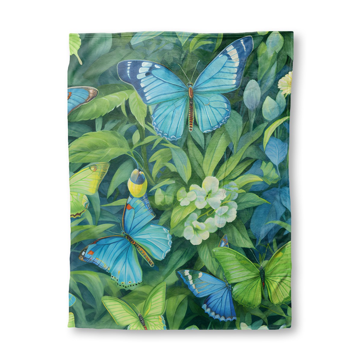 Blue Green Butterfly - Fleece Blanket 30x40