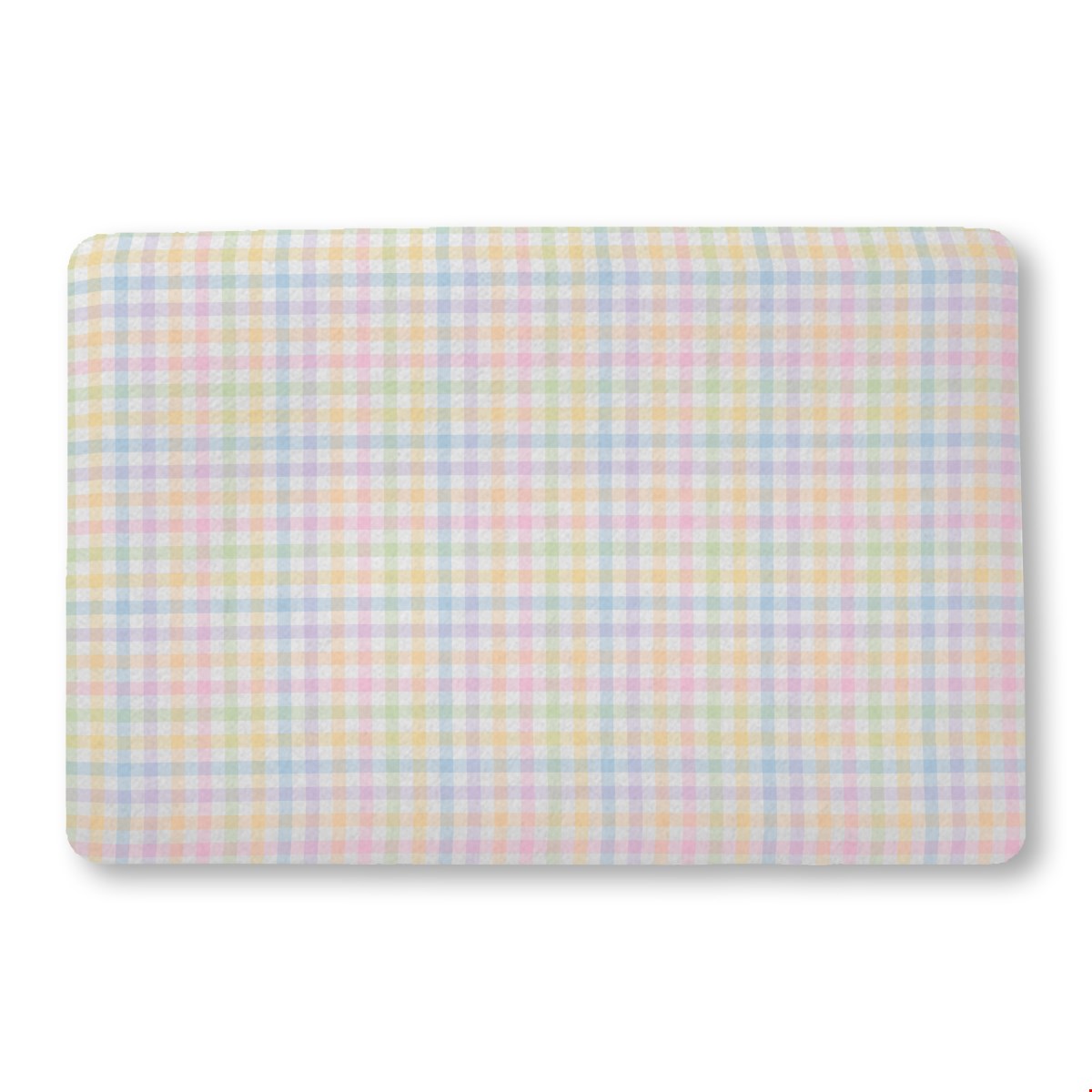 Balloon Dog Pastels (3) bath mat, 24 x 36 in, blue and pink geometric print