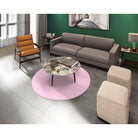 Balloon Dog Pastels (2) area rug, 60 in round, pink and off white hearts print