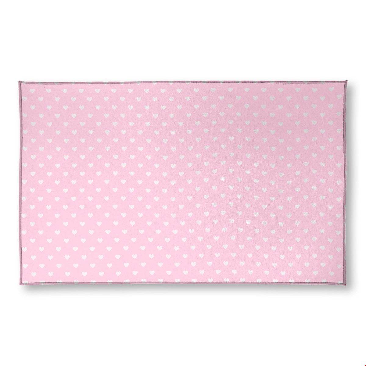 Balloon Dog Pastels (2) area rug, 20 x 32 in, pink and off white hearts print