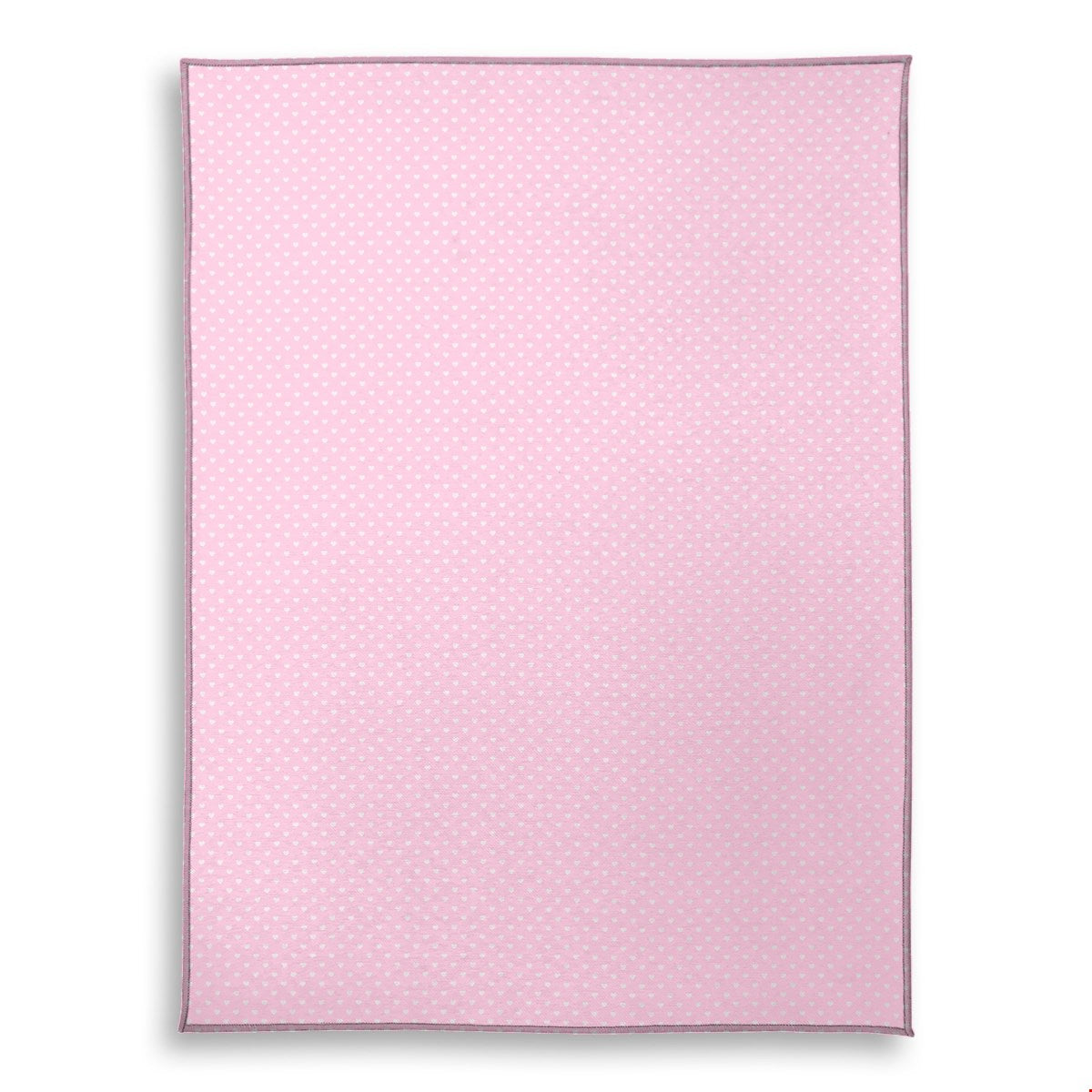 Balloon Dog Pastels (2) area rug, 63 x 84 in, pink and off white hearts print