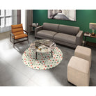 Watercolor Christmas (1) area rug, 60 in round, green and red christmas print