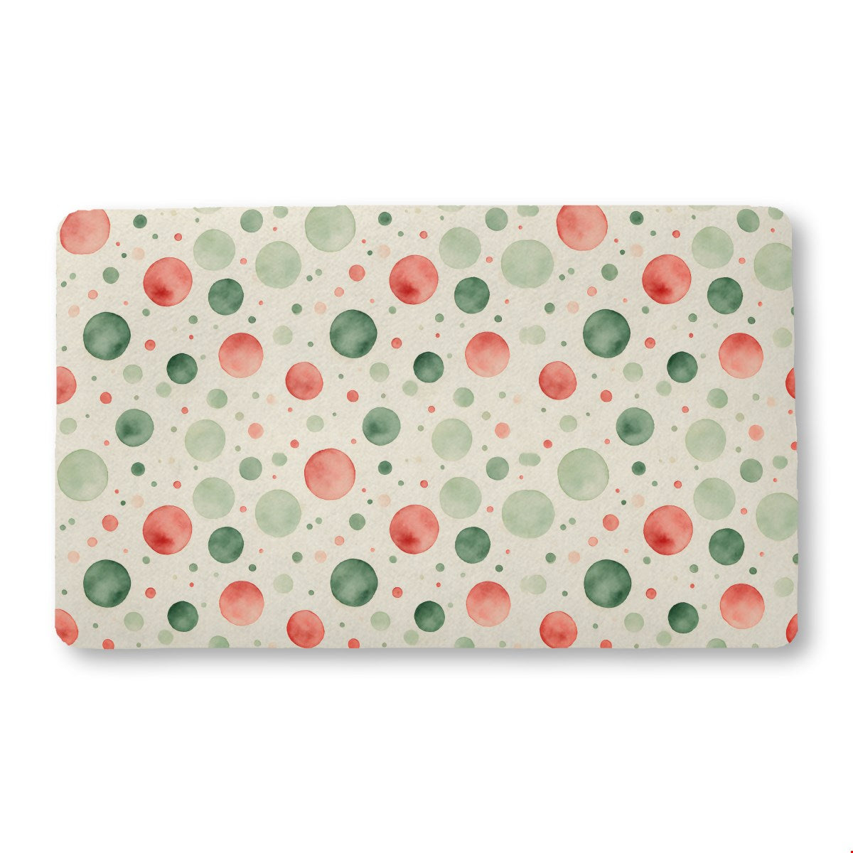 Watercolor Christmas (1) bath mat, 18 x 30 in, green and red christmas print