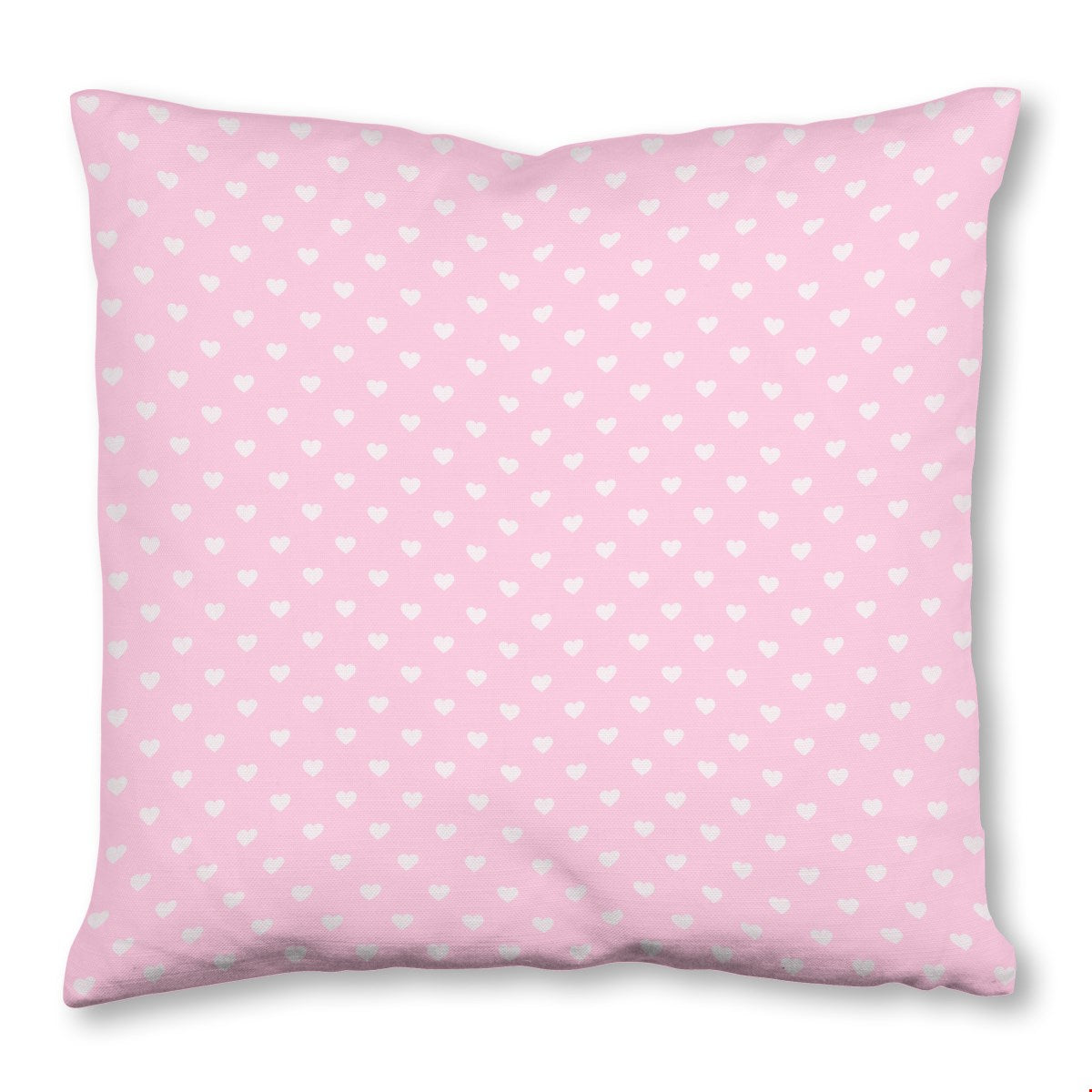 Balloon Dog Pastels (2) throw pillow, 16 x 16 in, pink and off white hearts print